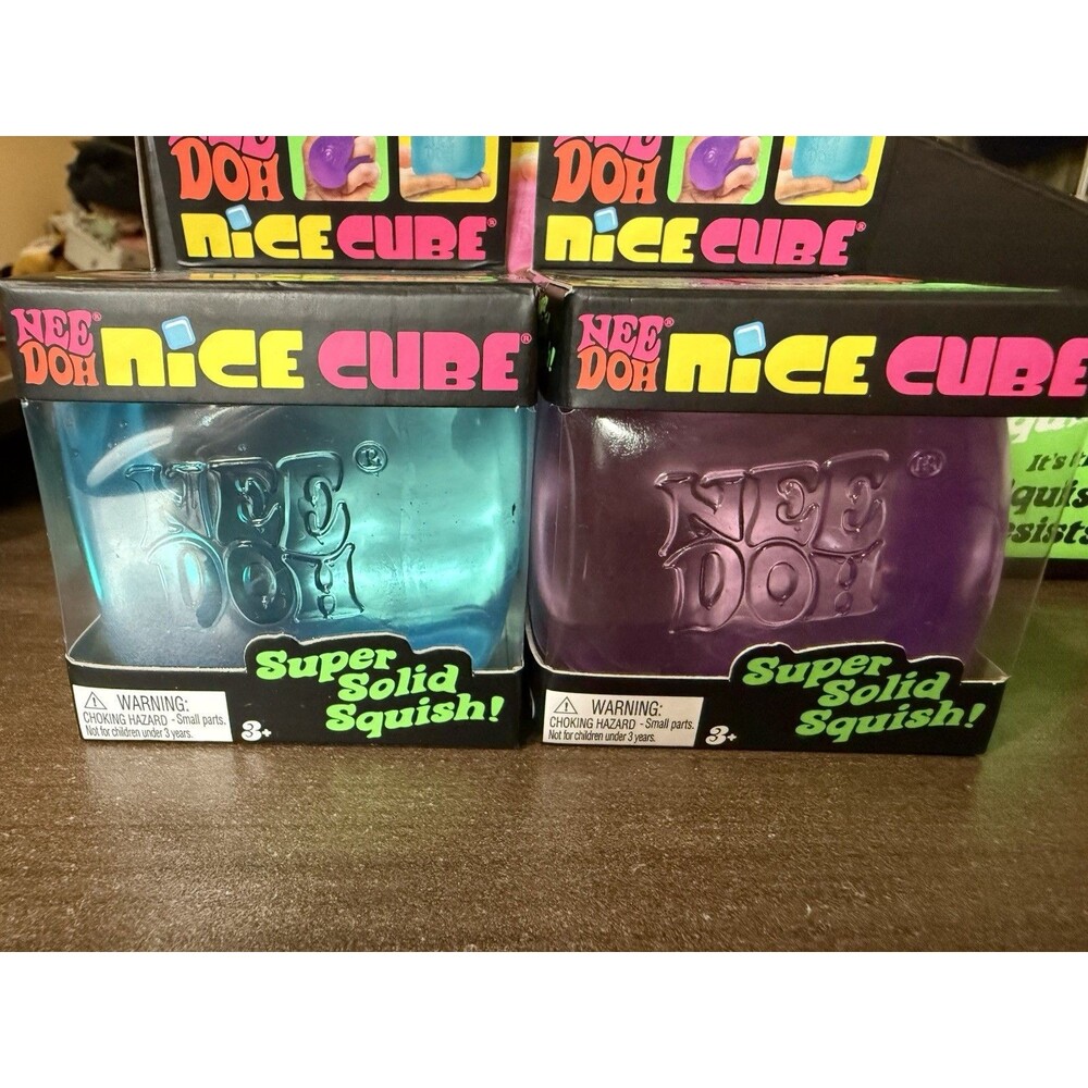 new  Lot Of 2 Needoh Nee Doh Nice Cube Purple  & Blue Squishy Schylling